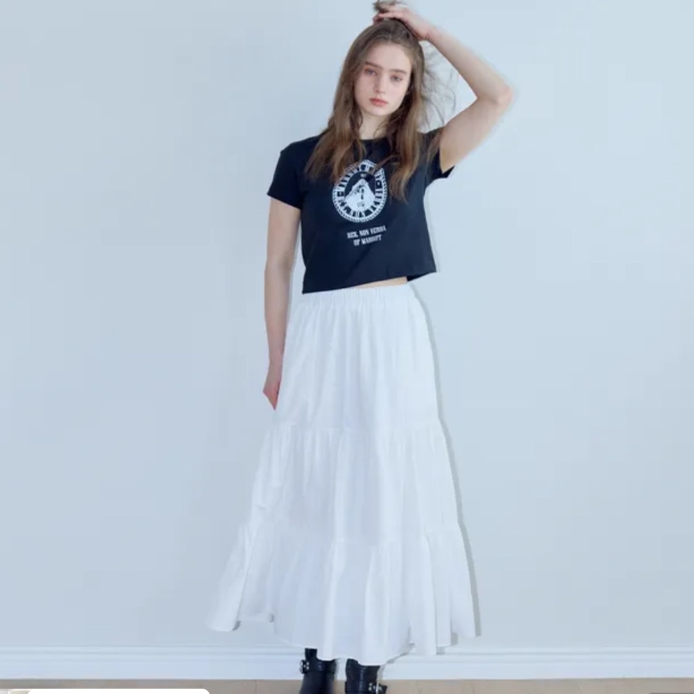 White Tiered Maxi Skirt